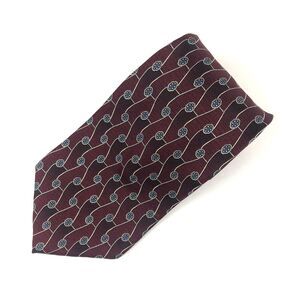 ZYLOs George Machado Silk Tie Red Burgundy Blue Geometric Paisley Made in USA